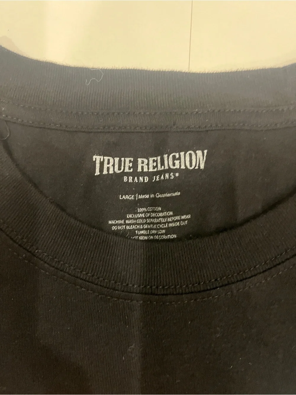 True Religion Black Short Sleeve Crew with White TR Chest Logo